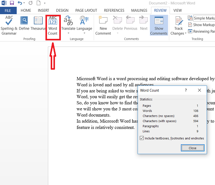 Word Count In Microsoft Word - Word Counter